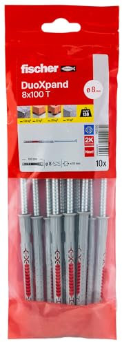 fischer - Cheville rallongée DuoXpand 8x100 avec vis à tête fraisée en Acier électrozingué/Sachet de 10