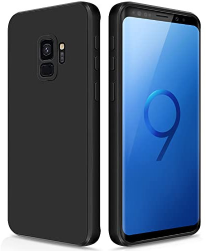GiiYoon Hülle Kompatibel mit Samsung Galaxy S9, Hochwertiges Liquid Silicone Case, Rundumschutz Handyhülle, Kratzfestes Weiches Mikrofaserfutter- Schwarz