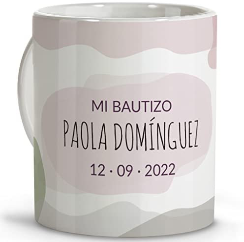 LolaPix Taza personalizada. Recuerdos de Bautizo. Detalles Bautizo para Invitados. Regalos Originales Butizos. Taza Cerámica. Varios Diseños. Watercolor Bautizo