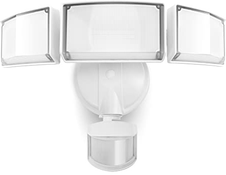 LUTEC 72W 7500LM LED Security Lights Motion Sensor Light Outdoor, 5000K Daylight, IP65 Waterproof, Dusk to Dawn, 3-Head Motion Detected Flood Light for Garage, Yard, Porch(White)