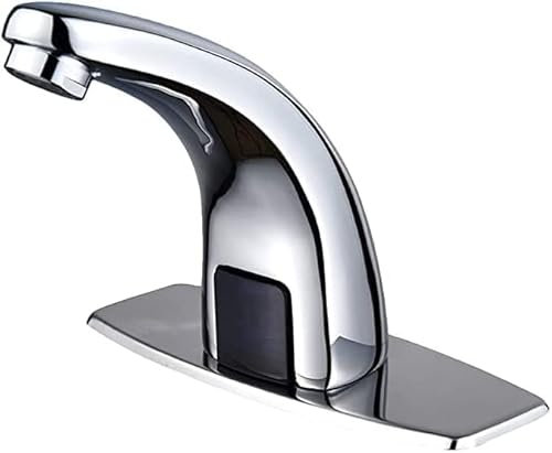 Halo Sanitary Berührungsloser Badezimmer-Wasserhahn, automatischer Bewegungsmelder, Wasserhahn CEC Watersense mit Lochabdeckung, Deckplatte, Chrom