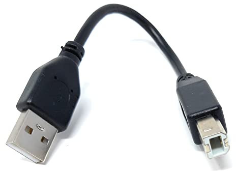 DRUT 15cm short USB A to B 2.0 24AWG High Speed Cable Lead for Printer, Scanner, Music Instrument 0.5ft Black Nickel Connectors