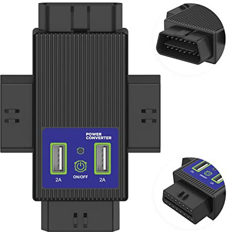 OBD2 1-zu-3 Kabel Splitter Adapter - MOTOCOCHE OBD2-Konverteradapter 16 Pin Stecker zu 3 Buchsen Power Converter, Pocket OBDII Converter Adapter mit 2 USB Ports für Diagnostic Extender