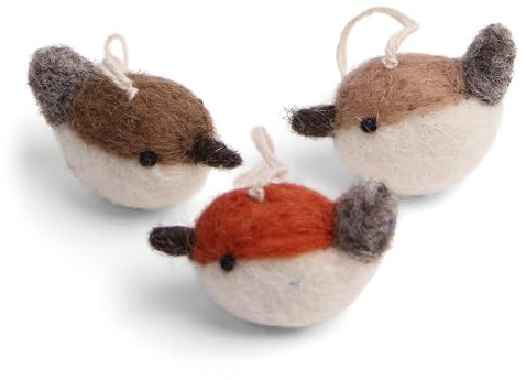Én Gry & Sif kleine Vögelchen Anhänger aus Filz, Frühling, Ostern, Weihnachts-Deko - 3 Stück … (braun)