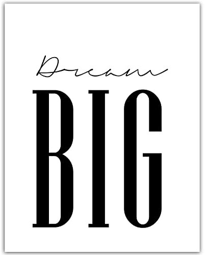 Dream Big Poster – Typografie Büro Kunstwerk Motivational Dream Big Wall Decor – Traumposter Home Office Wanddekoration – Dream Big Picture Kinder Motivierende Poster – Dream Big Little One Wandkunst