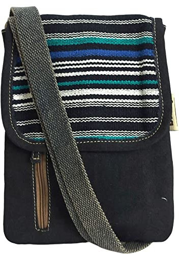 Sunsa Damen Umhängetasche. Nachhaltige Crossover Tasche. Vegane Kleine Messenger Bag mit mehreren Fächern. (schwarz)