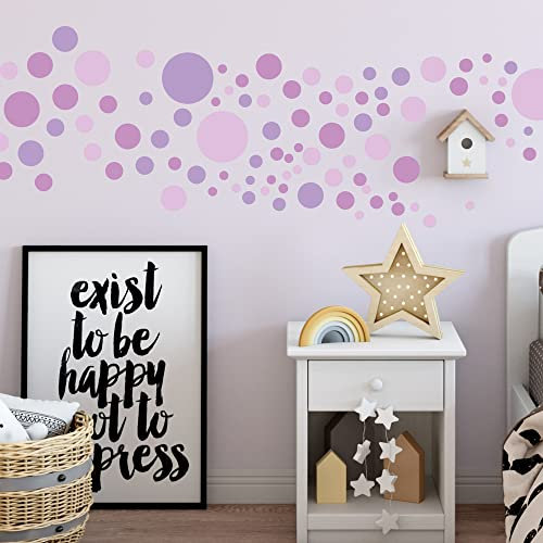 Sunnywall® 130 bunte Wandtattoo Kreise als Sticker Set für Baby- & Kinderzimmer - Punkt-Dots als Klebepunkte in verschiedenen Farben - Wandaufkleber für eine individuelle Wandgestaltung Lila
