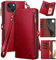 XcaseBar for iPhone 13 6.1 Wallet case with Zipper Credit Card Holder【RFID Blocking】, Flip Folio Book PU Leather Phone case Shockproof Cover Women Men for Apple 13 case Red