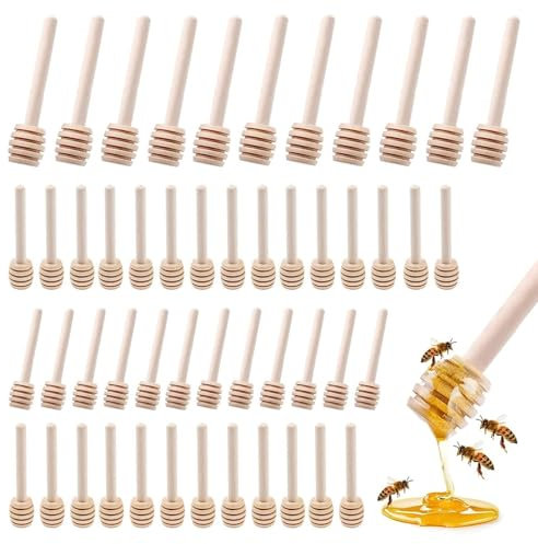 Set di 50 Mini Cucchiai da Miele in Legno - Bastoncini da 8 cm per Marmellata, Matrimoni, Compleanni, Baby Shower, Natale, Feste e Collezioni