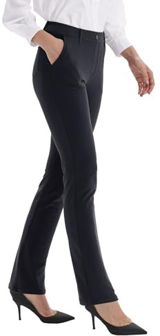 Fiita Damen Yogahosen Gerade Geschnittene Für Yoga Trainingshosen weites Bein bunt yogahose Damen lang 4 Hosentaschen in schwarz Medium