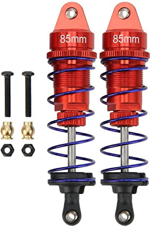 Tissting 2 Stück RC Stoßdämpfer, 85mm/3,3 Zoll Aluminium Legierung RC Car Feder Dämpfer Öl Druck Einstellbar Zusammengebaut RC Dämpfer Set für 1/10 RC Auto(Rot)