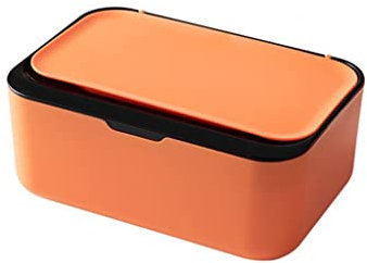 Klappdeckel-Design, Tücher, Papierspender, staubdicht, Feuchttücherbox, PP-Serviettenetui, Heimdekoration (Orange, Schwarz, 19 x 13 x 7,8 cm)