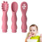 Lernlöffel für Baby 3er Set, Silikon Babylöffel Breifrei Baby Weaning BPA Frei, Fütterlöffel und Zahnungshilfe für Baby & Kleinkind Säugling Kinder (Rose)