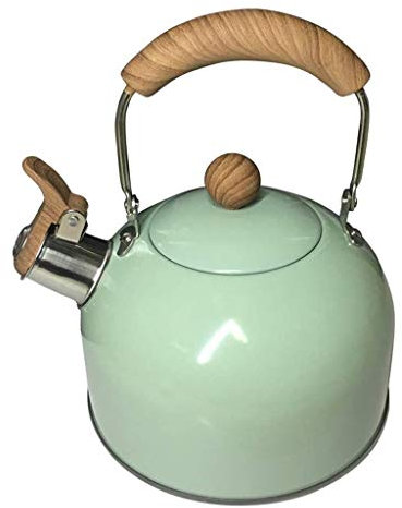 LaMaMe Tetera, Tetera con silbido para Estufa, Acero Inoxidable, Tetera de té Verde gaseosa con Menta, Estufa