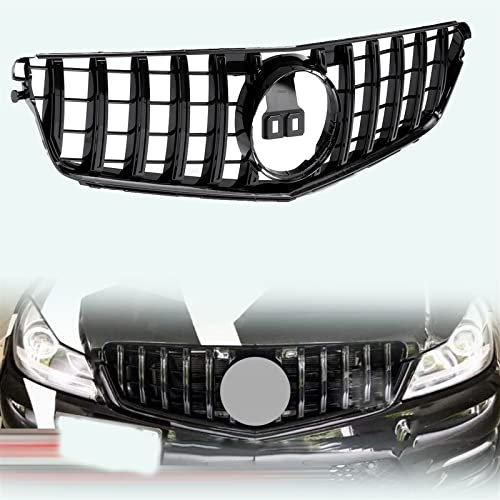 VIDOJI W204 Für GTR Stil Schwarzer Grill Auto Frontstoßstange Grill Grill Für Mercedes Für Benz C-Klasse W204 C180 C200 C300 2008-2014