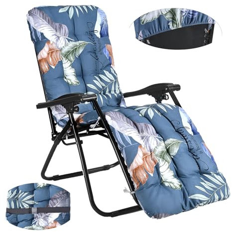 Smgbway Cojín para tumbona de jardín, cojín de respaldo alto, tumbona de 8 cm de grosor, con corbata, cojines para tumbona, vacaciones, interior, exterior, tumbona (D)
