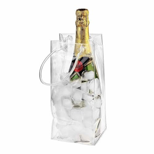 Duraablee Sacs à glace en PVC transparent étanche pour bouteille de vin et champagne | Duraablee Sac isotherme pour bouteilles de bière et boissons froides, sac à glace pour les fêtes en plein air