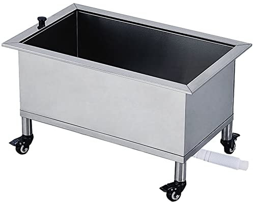 BEQJPHDJ Stazione Di Lavaggio Indipendente per la Lavandino a Rullo Commerciale con Ruota, Bacino Di Servizio Indipendente in Acciaio Inossidabile per Cucina/Ristorante/Business/Garage, a/B