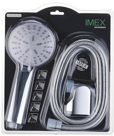 IMEX - Set de Alcachofa de Ducha Alta Presión y Mango| Set de Duchas de Baño Alcachofa y Flexo | Color Cromado