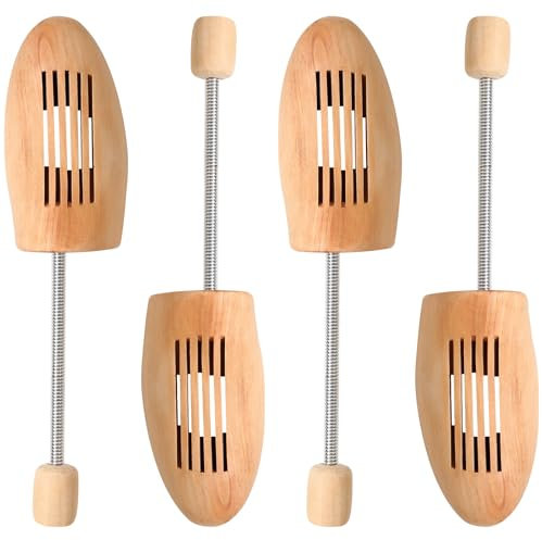 KUOGAS 2 Pairs of Natural Pine Wood Shoe Trees, Anti-Wrinkle, Breathable, Unisex Adult Size 10-11, Suitable for Leather, Sports Shoes & Boots