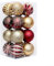 Set di palline di Natale di alta qualità, 16 pezzi, 8 cm, decorazioni per albero (oro rosso)