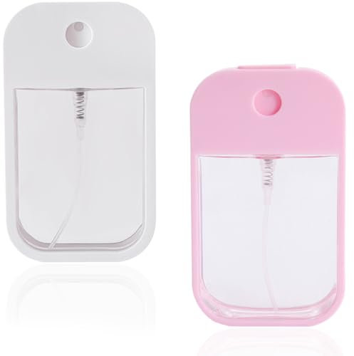 ZKGYUS 2 Stück Sprühflaschen Wiederverwendbar Mini Feinnebel Sprühflasche,für Parfüm, Körperpflege Flüssigkeit,Kosmetik,weiß, rosa,45ml