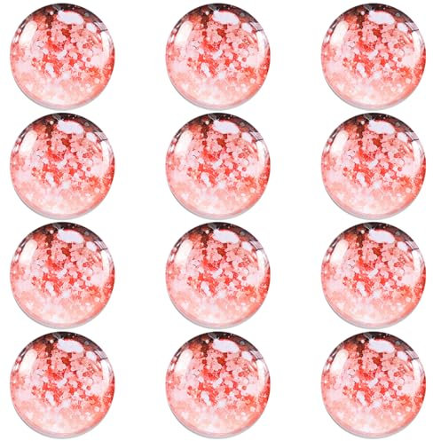 COMNICO Fridge Magnets, 12Pcs Refrigerator Magnets Round Calendar Magnetic Sticker Whiteboards Magnets Pink Refrigerator Accessories Cute Favour Decorations for Office Kitchen Locker