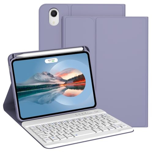 Divufus Funda de teclado para iPad mini de 7ª generación (A17 Pro) 2024/6ª generación 2021 de 8.3 pulgadas [teclado inalámbrico desmontable magnético] [compatible con 3 sistemas] Funda con soporte