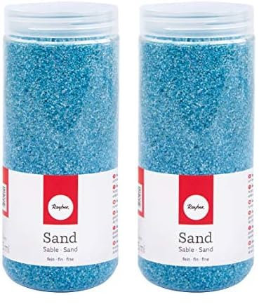 Rayher 39339356 Sand feine Körnung 0,1-0,5 mm, zum Dekorieren von Gläsern, Schalen, Vasen etc, Sandfarben, hellblau, 475ml (Packung mit 2)