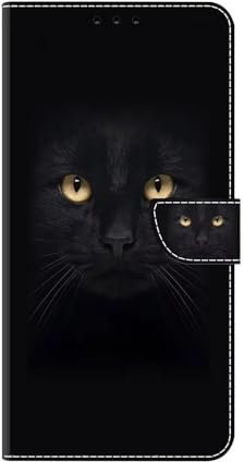 Handyhülle für iPhone SE 2022/2020 (3./2. Generation) Hülle PU Leder Klapphülle Magnet Stoßfeste Kartenfach Klappbar Schutzhülle Silikon Case Cover mit Muster Motiv Flip Handytasche - Schwarze Katze