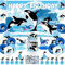 Orca-Party-Dekorationen – Killerwale Partyzubehör enthält Orca Happy Birthday Hintergrund, Kuchenaufsätze, Wabenaufsätze, Aufkleber und Luftballons für Orca-Wale Geburtstagsdekoration