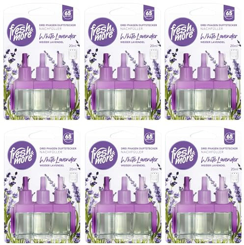 Fresh & More Nachfüller 6x 20ml White Lavender, Nachfüllflakons kompatibel mit 3Volution Duftstecker