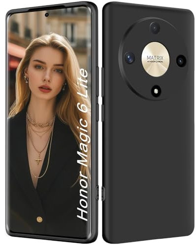 ISOI - Cover per Honor Magic6 Lite/Honor Magic 6 Lite 5G, Custodia Morbida in Silicone Liquido, Protezione Completa Antiurto Ultra Sottile per il Corpo - Nero