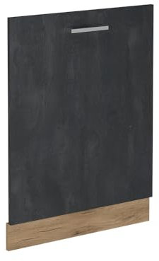 Vicco Panel Frontal del lavavajillas R-Line, Hormigón Negro, 60 cm sin encimera