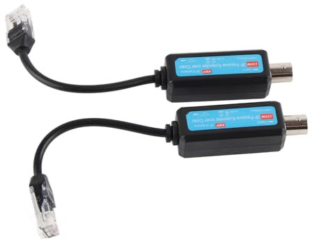 TIKATARER Adaptador de Coaxación a Ethernet, Transmisor Coaxial de Red Powerline Adaptador Ethernet 1Pair 10/100Mbps 1 CH Passive IP Network Extender Coax a Adaptadores para la Cámara IP NVR