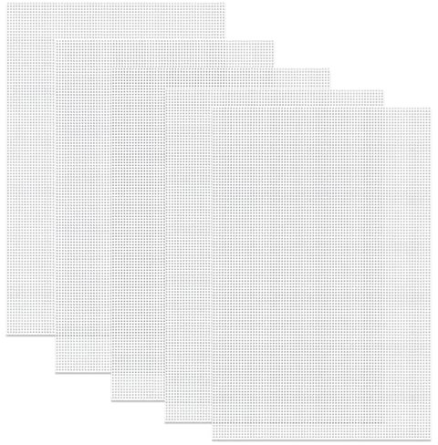 5 Pcs Plastic Mesh Sheet, Plastic Mesh Canvas Sheets, Square Cross Stitch Needlepoint Canvas Meshes Eye for DIY Crafts, Embroidery, Knitting, Crochet, Cross-Stitch, Bag Making