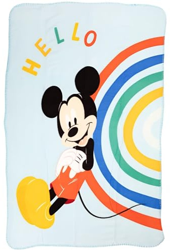 Aymax Disney Mickey Maus Kuscheldecke 100x140 cm – Weiche Fleece Wohndecke mit Regenbogen-Motiv – Offizielles Lizenzprodukt – 100% Polyester
