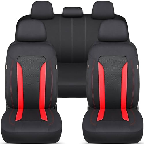 Schonbezüge Sitzbezüge Komplettset für Citroen C3 in Schwarz/Rot FT3