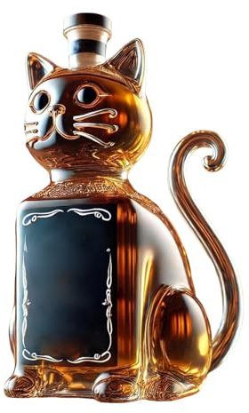 Generisch Funny Whiskey Cat Bottle, Unique Cat Whiskey Glass, Animal Whiskey Bottle, Bar Decoration for Whiskey Lover, Father, Husband, Boyfriend (A)