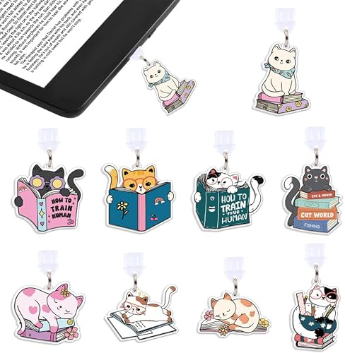 JYNVO Set de 9 Bouchons Anti-Poussière Kindle, Cache USB-C + Breloque Chaton, Accessoire Liseuse Kindle, Cadeau de Fête – Insérez complètement dans la rainure lors de l'utilisation