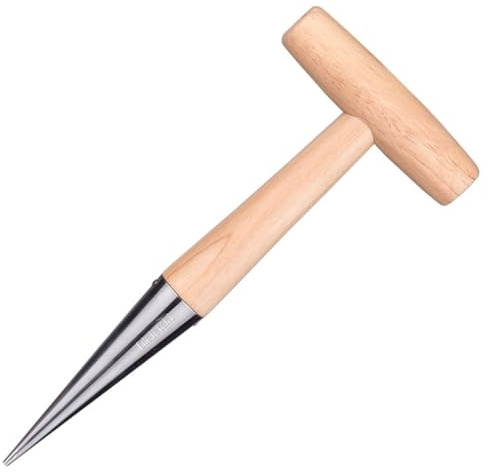 PAMINGONO Metal Dibber Gartenwerkzeug Holzfarbe Robuster Pflanzlochbohrer mit Ergonomischem Griff Vielseitig zum Einsetzen Umpflanzen und Düngen für Präzise Gartenarbeit