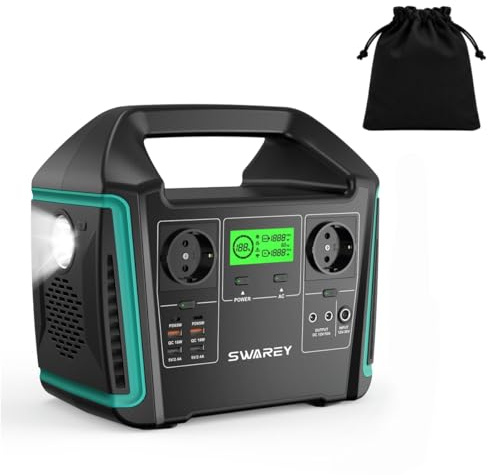 SWAREY Tragbare Powerstation S1000, 725Wh Solargenerator mit 2x 1000W (Spitze 1500W) AC Ausgange, 2x PD 65W USB-C Anschlusse für Draußen Camping Reisen Angeln Wohnmobil