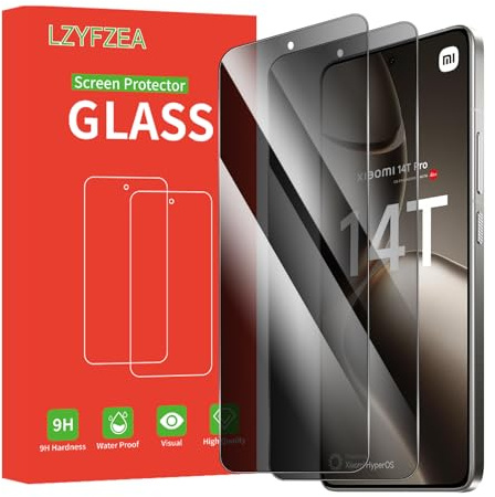 LZYFZEA 2 unidades, protector de pantalla de privacidad para Xiaomi 14T/Xiaomi 14T Pro, cristal blindado de privacidad, antispasado, dureza 9H, sin burbujas, protector de pantalla de vidrio templado