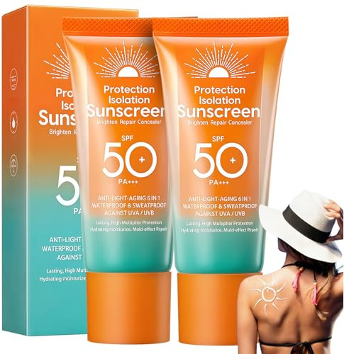 2pcs Sonnencreme LSF 50+, Sonnenschutzmilch, Sonnencreme Feuchtigkeitsspendende Sonnenschutz, Sehr leichte und rückstandslose Sonnencremes, schnell einziehender Sonnenschutz