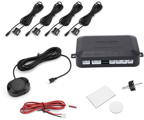 MechKit Kit D'Aide Au Stationnement Automobile, Capteur De Stationnement Arrière, Système D'Alarme De Recul, Avertisseur Sonore, Radar De Recul, Aide Au Stationnement, Noir, 12V