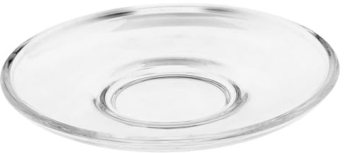 AMUSLESUR Piattini Rotondi 8, 5cm Set di 2 in Vetro Trasparente | Caffè e Snack, Lavorazione Curata, Facili da Lavare, Finitura Delicata, per Ristoranti e Sale Yoga