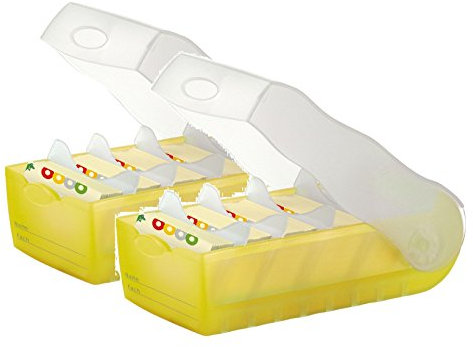 HAN Karteibox CROCO DIN A8 quer mit 5 Stützplatten und 100 Karten (transluzent-gelb | 2er Sparpack)