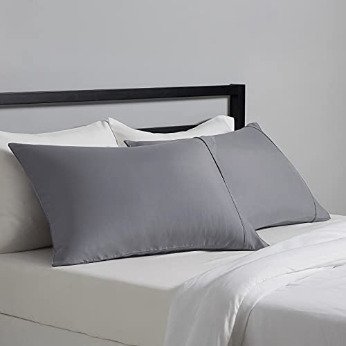 Amazon Basics Standard Pillowcases Set of 2 - Lightweight, Super Soft Easy Care Microfiber, Dark Gray, 30 L x 20 W, Pillows Not Included