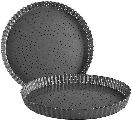 Space Home - Molde Quiche Desmontable - Molde de Tarta Desmontable - Molde Perforado para Quiche y Tarta - Molde para Tartaletas, Tarte Tatin, Pie Pan - Molde de Horno Rizado Desmontable 28 cm