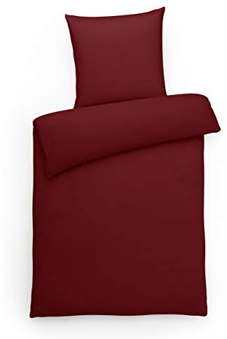 Carpe Sonno Interlock Jersey Bettwäsche 155x220 cm Bordeaux-rot - Bettgarnitur mit Reißverschluss aus 100% Baumwolle - Eleganter Frühling und Sommer Bettbezug 2teilig mit Kopfkissenbezug 80x80 cm